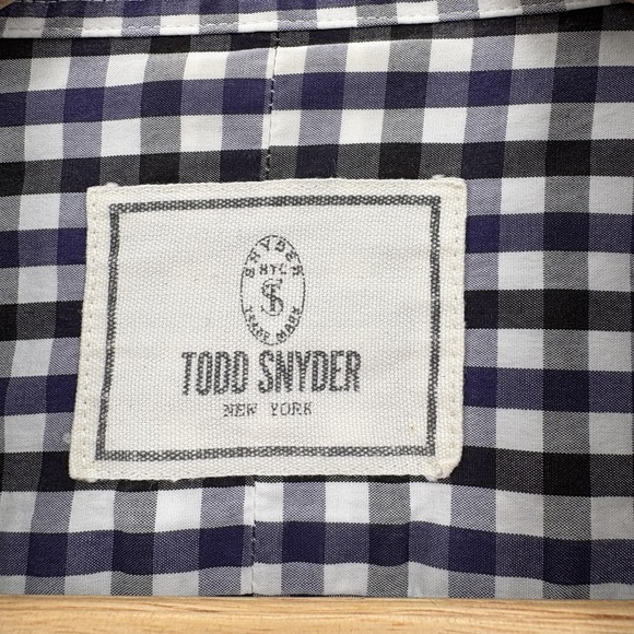 Todd Snyder Shirt Mens 17.5 36/37 Blue Gingham Check Cotton Long Sleeve Dress - Picture 3 of 13